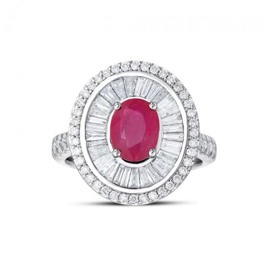 2,58 ct. Diamantring mit natürlichem Rubin